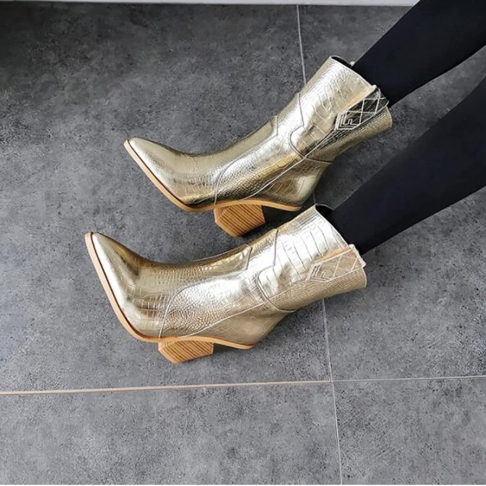 Western Gold Boots - Inspired by Pr@da